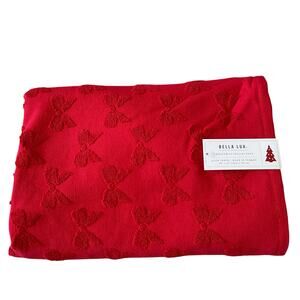 Bella Lux Christmas BOWS Bath Towel Set of 2 Chic Holiday Red Bathroom Decor New